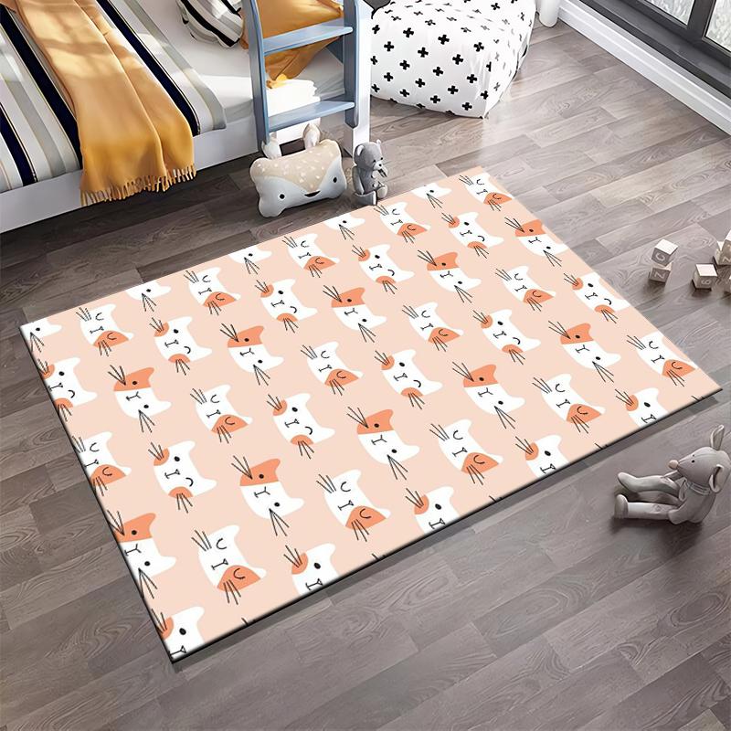 Cute Cat Pattern Non-slip Rug for Living Rooms Non-slip rug suitable for living room and bedroom sofas.