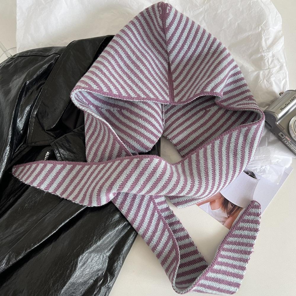 Защита ушей Холодостойкая шапка с капюшоном Шейный платок Шарф Шапка Модная полосатая балаклава Женская