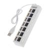 Порт 7 USB-хаб 2.0 Кабель-разветвитель с адаптером питания и выключателем Высокоскоростной USB-микрохаб
