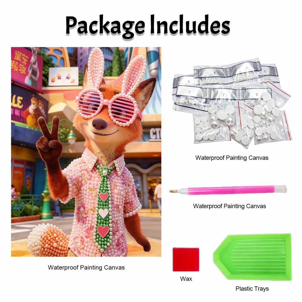 Disney 5D DIY Pearl Painting Kit, Fabulous Fox Fashion Home Bedroom Wall Decor Crafts Handmade Gift