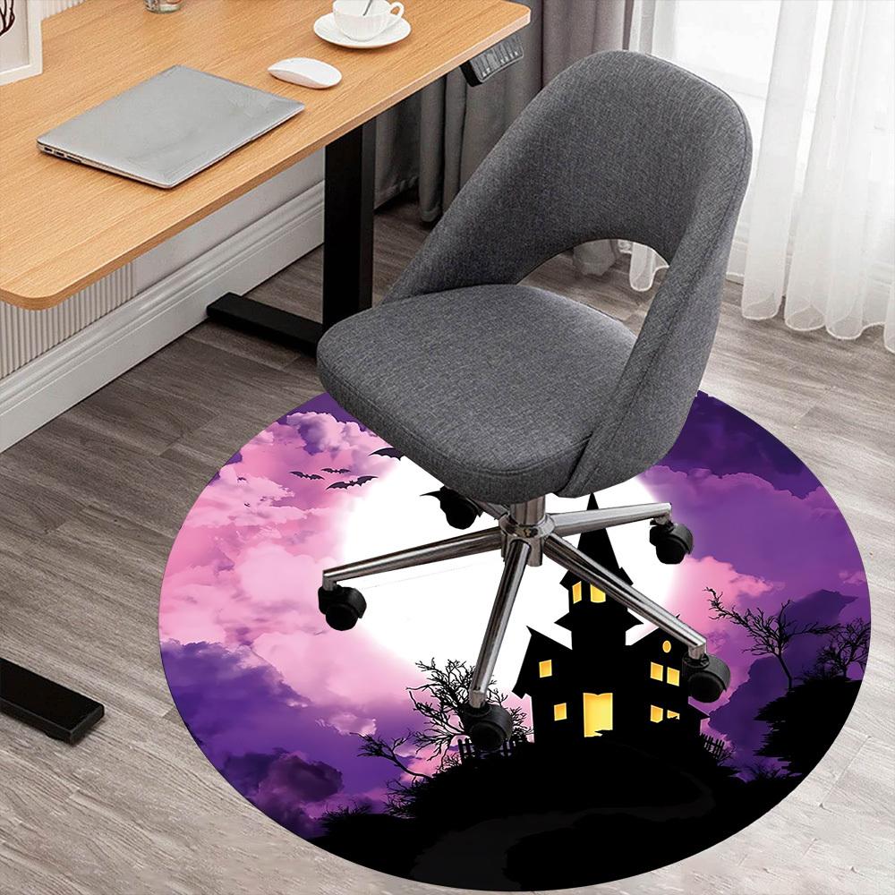 1pc haunted house moonlight Round Chair mat Area Rug - Non-Slip, Floor Mat for Office, Bedroom, and Indoor Decor c1125546