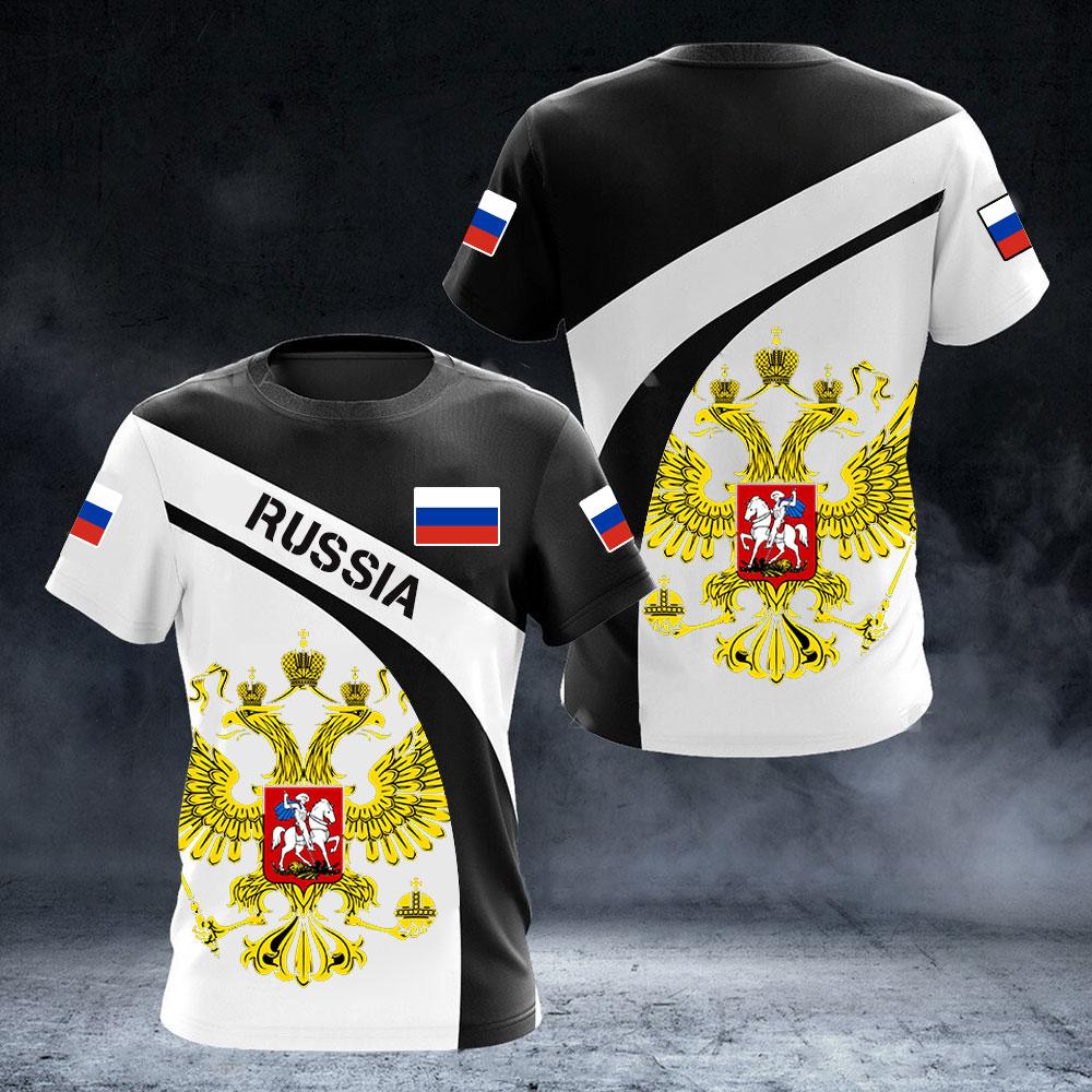 Russia Flag Men's T-shirts O-neck Russian Shirt 3D Printed Oversized Fashion Short Sleeve Men's Clothing Tops Loose Streetwear