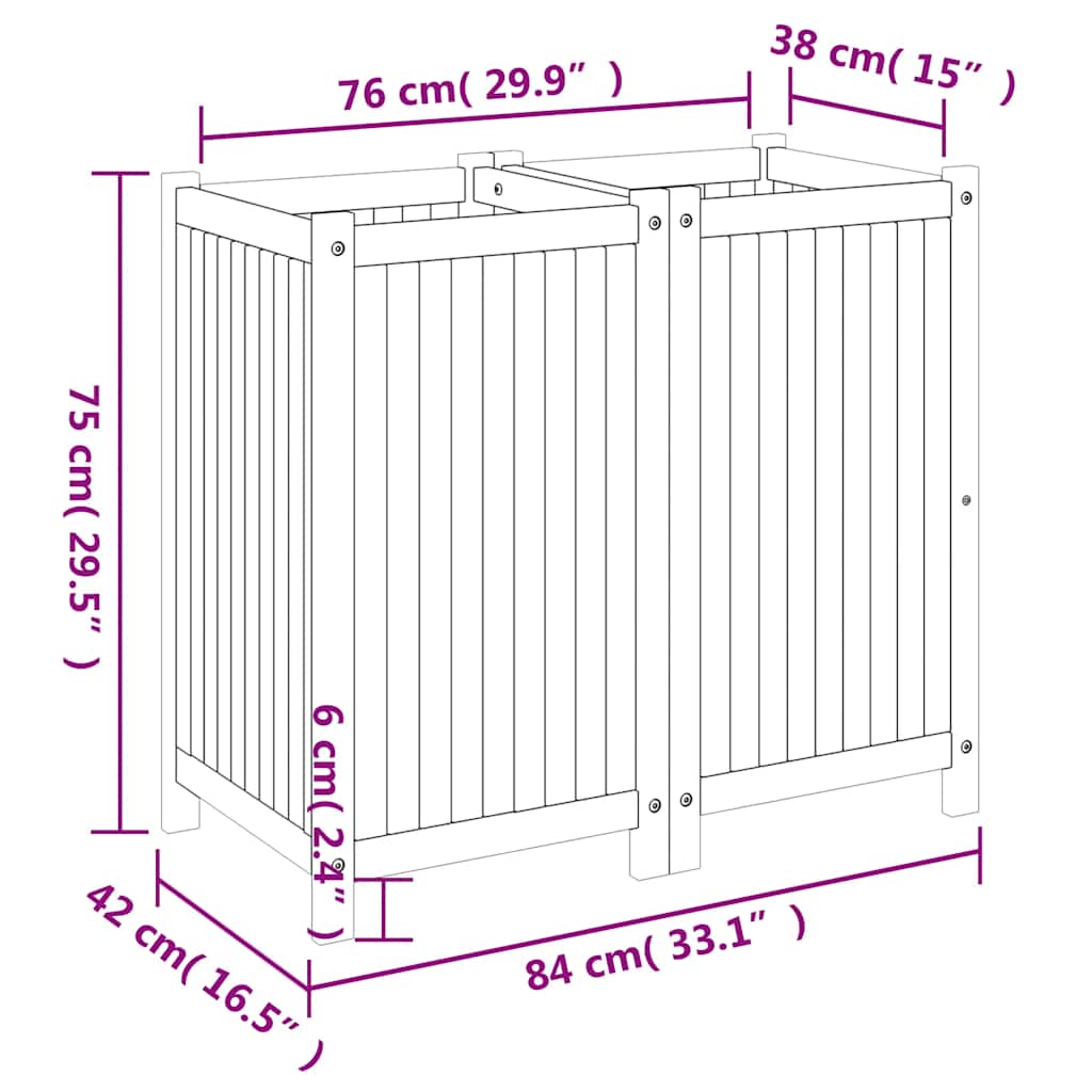 Plant Pot with Liner 84x42x75 cm Solid Acacia Wood