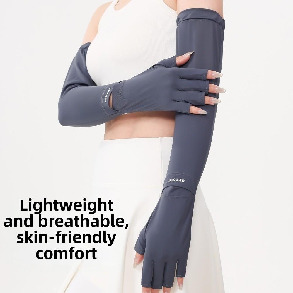 Non-slip Ice Silk Arm Sleeve Solid Color Summer Arm Cover Fashion Long Sleeve Fishing