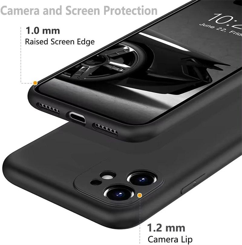 Черный противоударный силиконовый чехол для телефона TPU для iPhone 15 14 13 12 Pro 11 Pro Max X Xs XR 6 6S 7 8 Plus защитный чехол для объектива