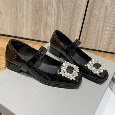 2024 Весна и Осень Роскошные Женские Туфли Мэри Джейн с Кристаллами, Ремешок На Щиколотке, Женские Черно-Белые Туфли Для Вечеринки На Высоком Каблуке