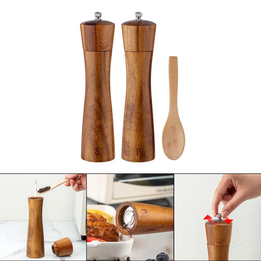 Набор измельчителей для деревянной соли и перца, ручной многоразовый керамический ротор, 8,5 дюйма
