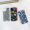 Zebra Pattern Graffiti Mobile Phone Case for Apple 15 - Transparent Hard Shell, Anti-Fall Protection, Two-in-One Design.