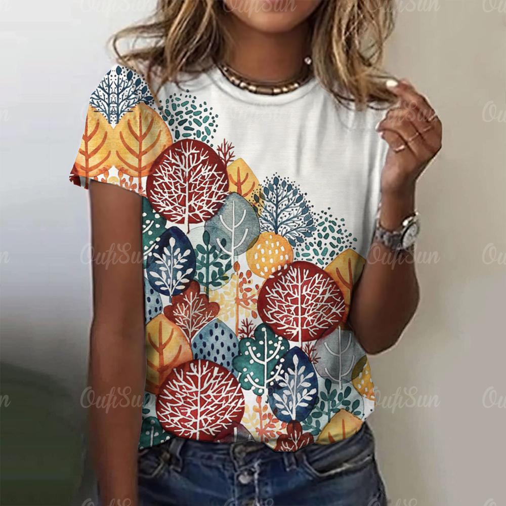Женские футболки с цветочным принтом, футболки с круглым вырезом, модные рубашки с короткими рукавами, повседневные топы в стиле Харадзюку, женская одежда