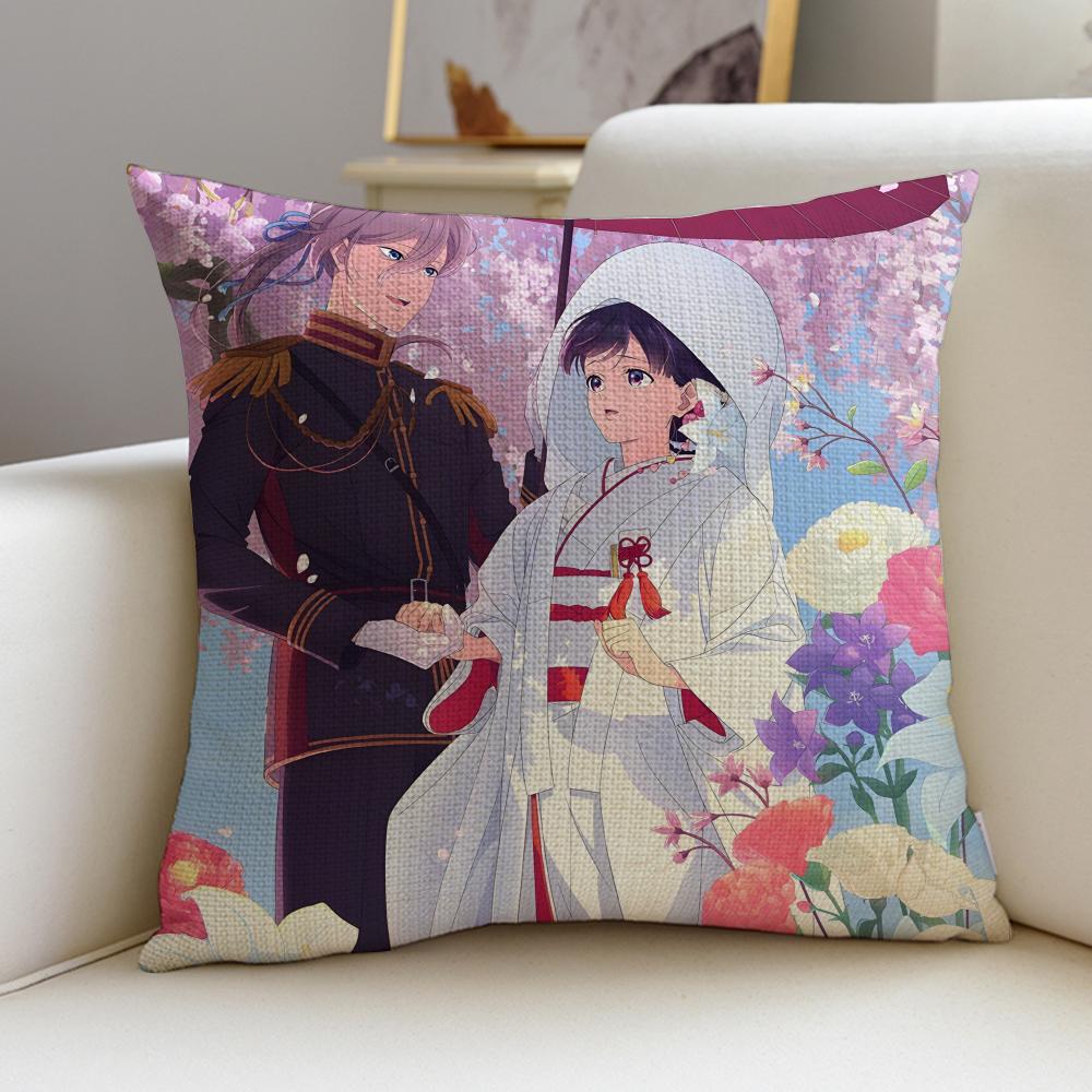 Sweet MMy Happy MarriageS Cushion Cover Breathable and skinfriendly linen pillowcase square removable and washable cushion