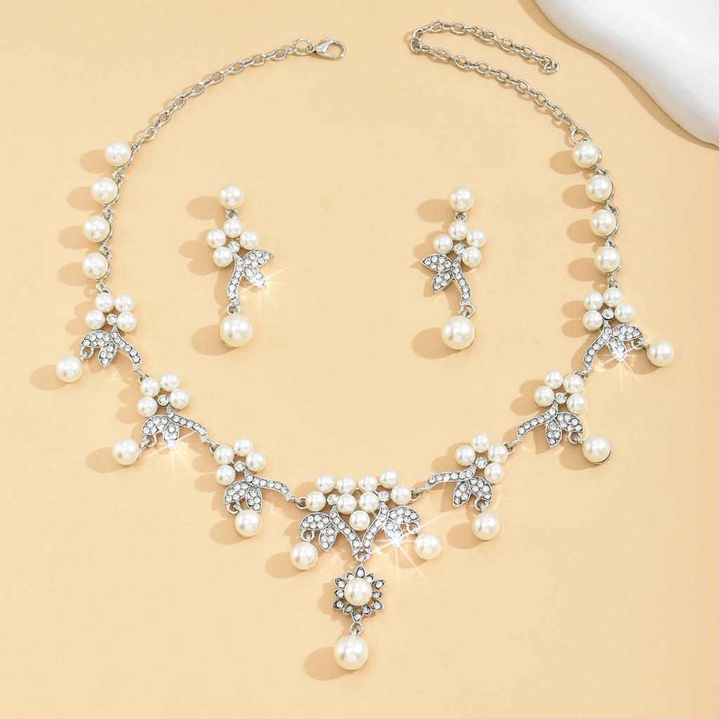 3 предмета женского модного жемчужного цветочного ожерелья с серьгами, комплект украшений, свадебный банкет, праздничный подарок