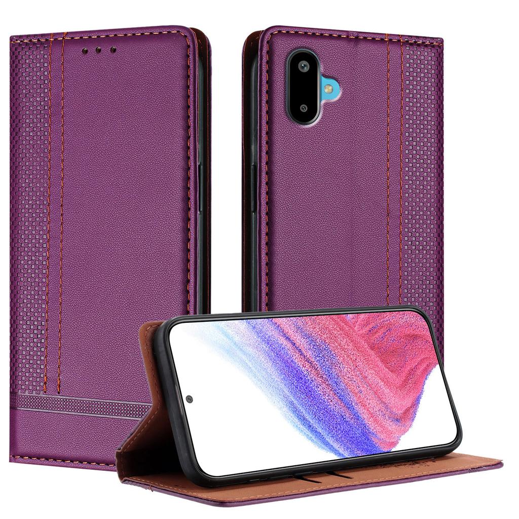 For Samsung Galaxy M06 5G/Galaxy F06 5G Case L-Shaped Grid Pattern Leather Stand Phone Cover with Card Slots