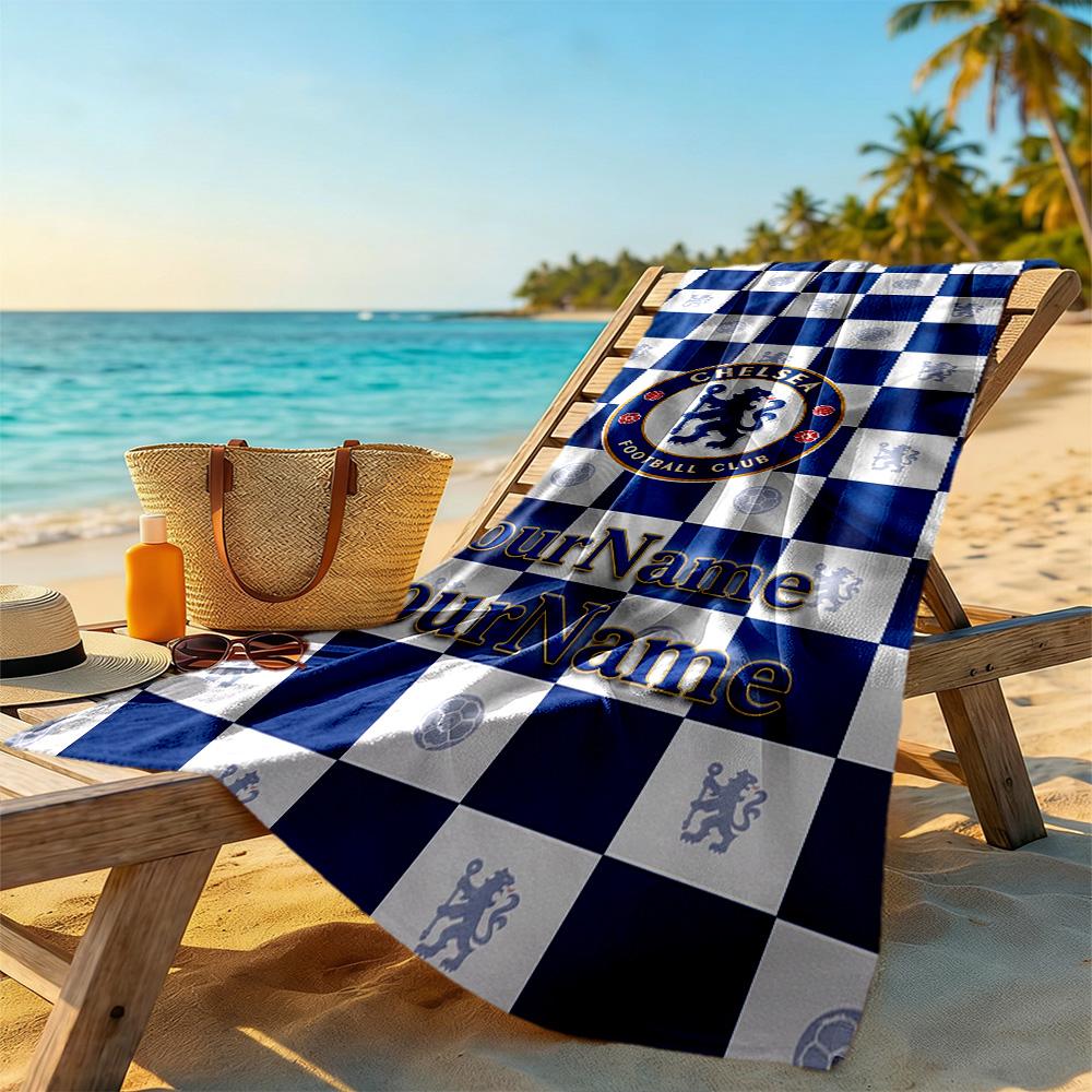 Chelsea Customize Your Name Beach Towel Super Soft & Absorbent Ideal for Travel Outdoor Swim Pool Yoga Surf Camping Hiking Gym Gift Holiday