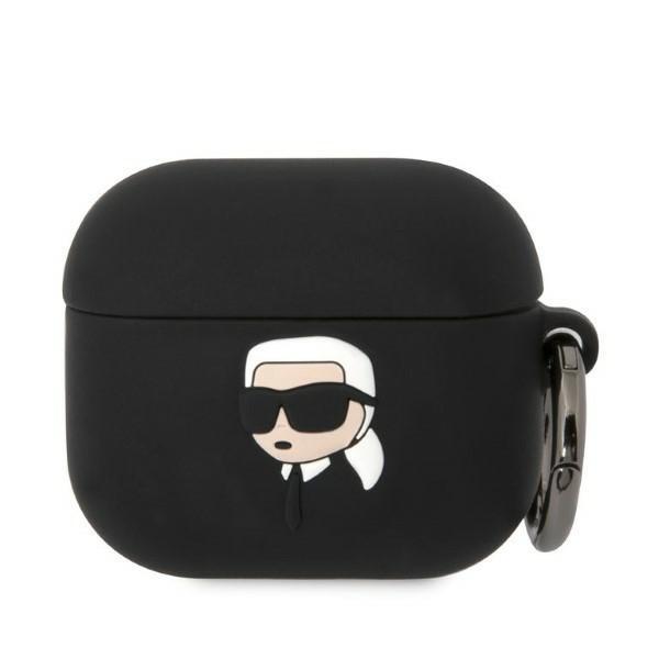 Karl Lagerfeld Kla3Runikk Airpods 3Cover Czarny/Black Silicone Karl Head 3D