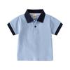 Children's Summer Boys Short Shirt, Children's Short-sleeved T-shirt, Baby Contrasting Lapel Top