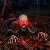 Gothic Garden Accents Halloween Breaking Ground Skeleton Giant Glowing Skull Yard Prop with Animated Skeleton Arms Poseable Arms Outdoor Lawn