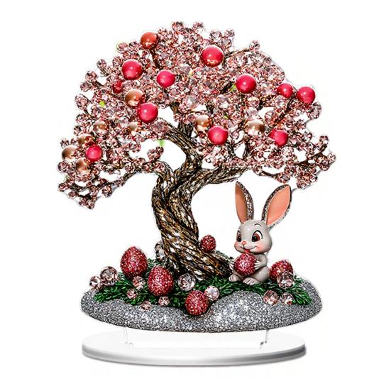 Easter Bunny Acrylic Table Sign 2D Flat Colorful Eggs Rabbit Decoration Home Living Room Valentine's Day