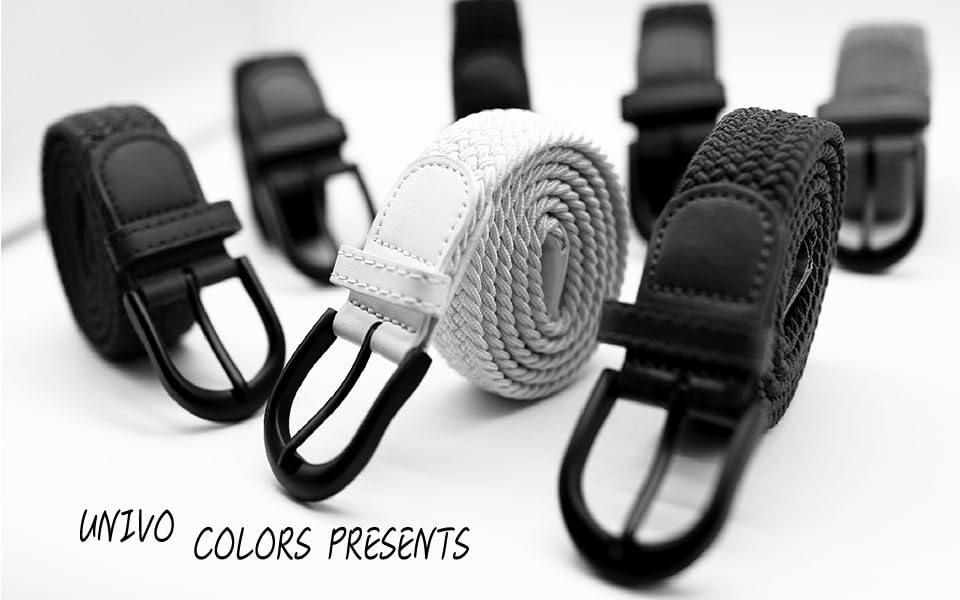 [Univo Colors] Плетеная сетчатая лента, Один размер подходит всем, Плетеная лента, Мужская и женская, Черная пряжка, Эластичная, Унисекс, Повседневная и деловая, 9 цветов (Темно-синий, Талия