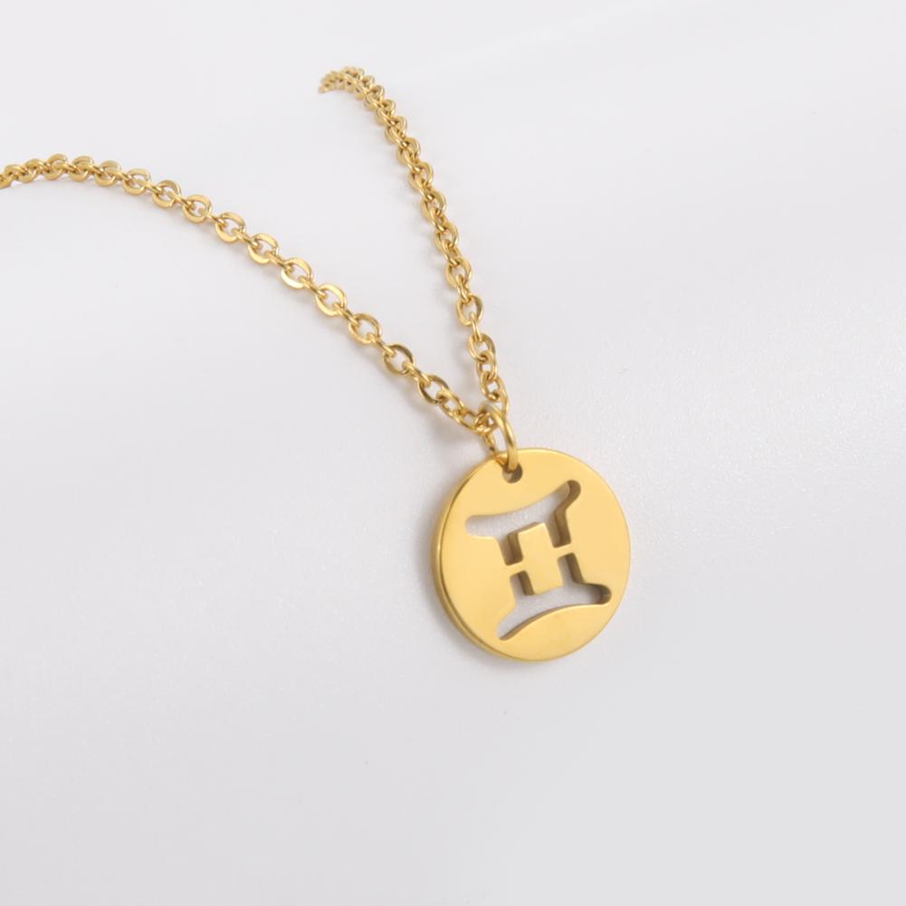 Stainless Steel Star Zodiac Sign Necklaces 12 Constellation Choker Pendants Aries Libra Leo Collier Birthday Gift