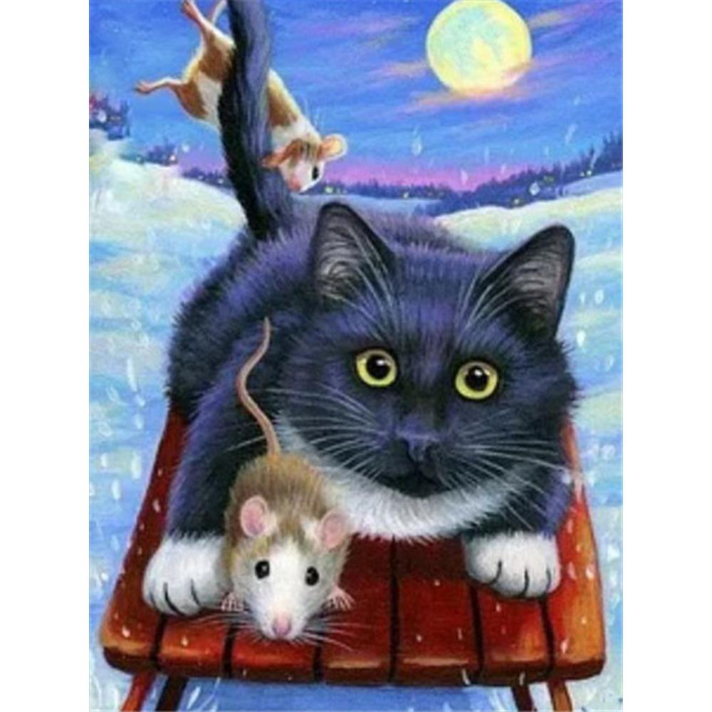 Алмазная картина 5d Полная квадратная дрель Алмазная вышивка Крестом Животное Мозаика Зимняя настенная художественная декорация