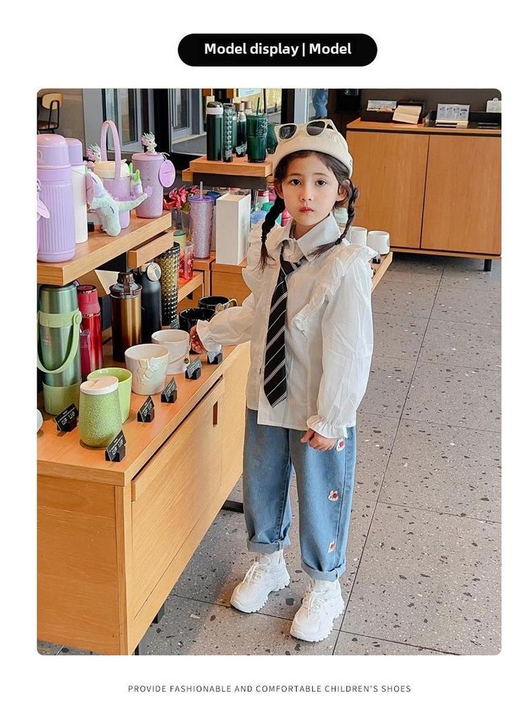 2024 Girls' Breathable White Dad Sneakers – Trendy Spring & Autumn Fashion Sports Shoes