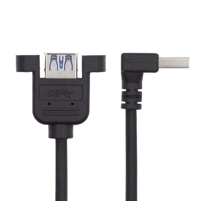 Высокоскоростной USB 3.0 удлинительный кабель 5 Гбит/с с адаптером под прямым углом/прямой головкой, штекер-розетка, дизайн с ушками для надежного крепления