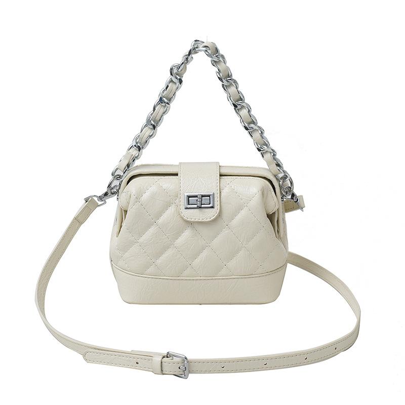 Сумка Женская 2025 Новая Мода Простая Повседневная Универсальная Ромбовидная Ручная Цепочка На Одно Плечо Кроссбоди Клип Ракушка