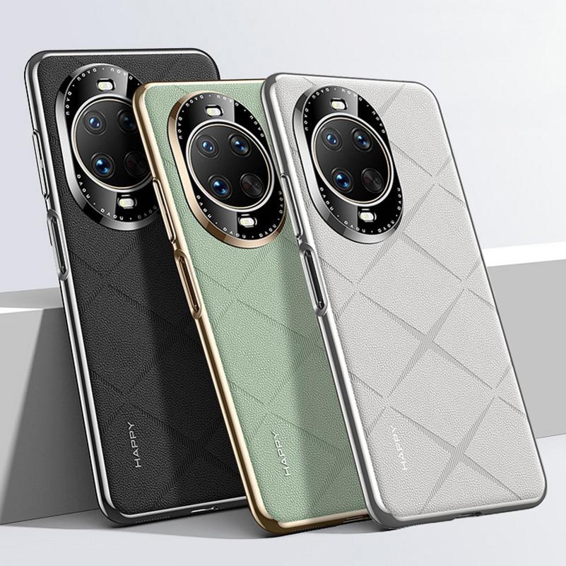 Роскошный Чехол из Однотонной Кожи + Защита Объектива Камеры Для Huawei Nova14 Ultra Nova 14 Pro 13 12 Ultra Жесткий Тонкий Чехол с Хорошей Текстурой