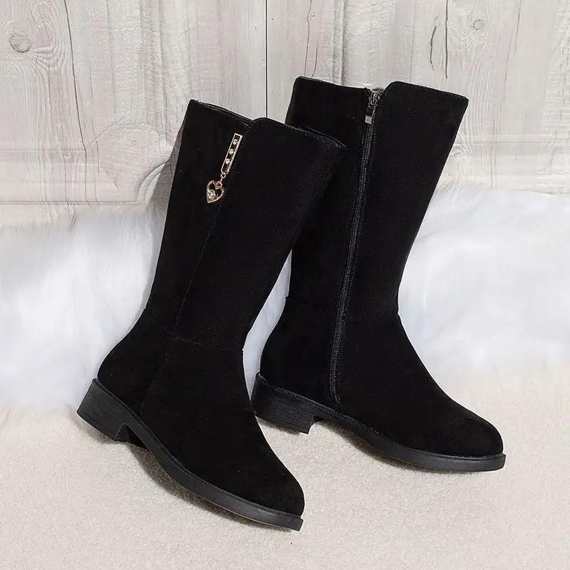Женские сапоги до колена, женские длинные сапоги на плоской подошве, зимние, новые, в тренде, удобные и элегантные, по акции, шикарные