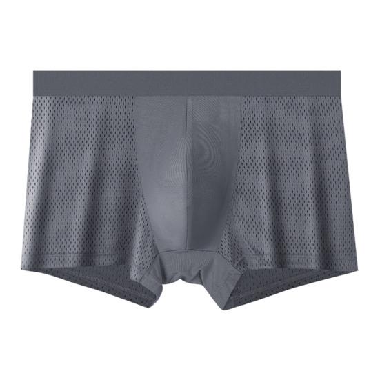 Мужские трусы-боксеры средней посадки, дышащие сетчатые U-образные, высокоэластичные шорты-трусы, однотонные, гладкие