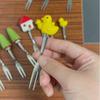 6Pcs Reusable Fruit Dessert Fork Cartoon Cute Fruit Forks Stainless Steel Cake Fork  Party Tableware
