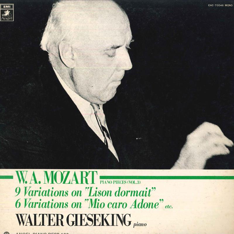 Виниловая пластинка WALTER GIESEKINGPIANO В.А. МОЦАРТ Фортепианные пьесы Том 3 EAC70046 ANGEL Япония Оби Классика Б/у