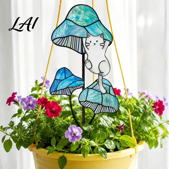 Backyard Plant Decor Colorful Planter Insert Stake Double-Sided Flower Pot Metal Inserts Insect Animal Stake for Pots Bed Decoration Outdoor