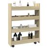 VidaXL Narrow 4-Tier Storage Cart Sonoma Oak, Slim Storage Cart, Rolling Cart, Storage Cart 855261