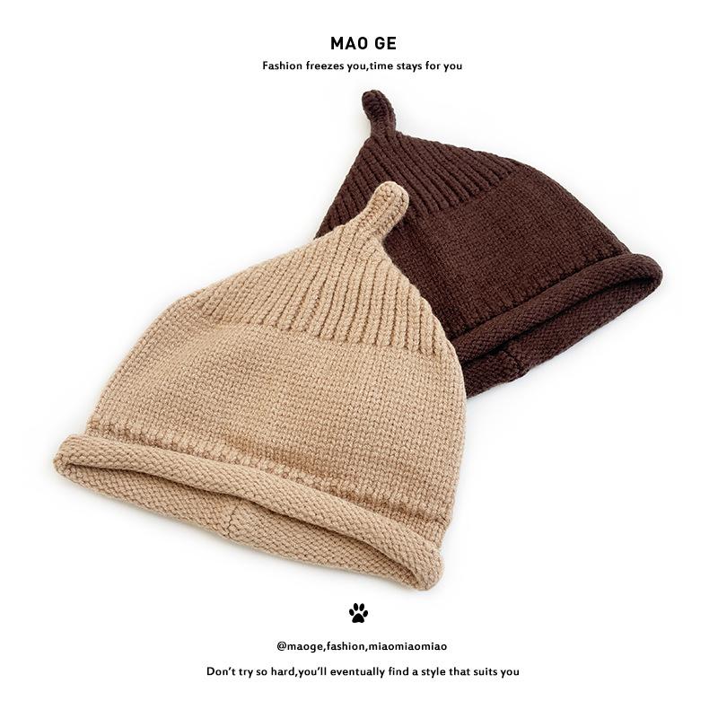 Унисекс шерстяная детская шапка "Кот Брат": Новое поступление Осень/Зима, Однотонный, Теплый трикотаж, Классический дизайн.