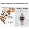 Deselon Rose Gold Women's Wristwatch Crystal Waterproof Stainless Steel Luxury Cute Gift Blue