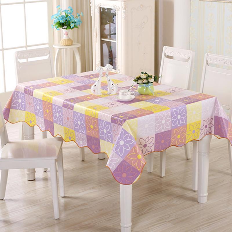 Скатерть из ПВХ-пластика, круглая скатерть в скандинавском стиле с пасторальным цветочным узором, маслостойкая водонепроницаемая кухонная скатерть