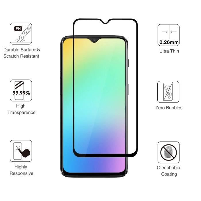 Verre Trempe ONEPLUS 7 - Film Bord Noir Intégral Ecran Resistant [Phonillico®]
