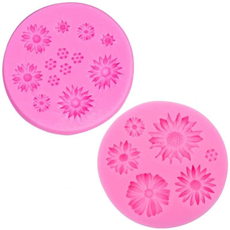 2Pcs/Set 3D Small Daisy Cake Molds Silicone Pan Tray Mould Flowers Baking Moulds for Cake Candy Chocolate Soap Jelly Sugar Mould