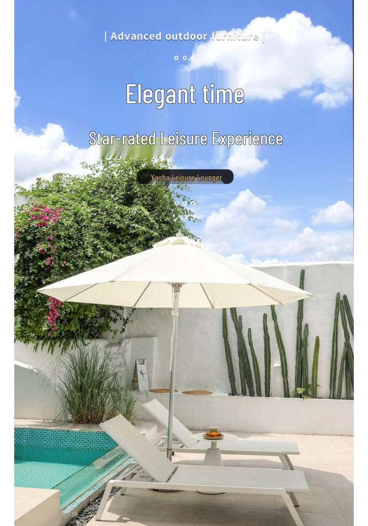 Outdoor Aluminum Lounge Chair: Waterproof, Sun-Protected for Poolside, Courtyard, and Beach Relaxation.