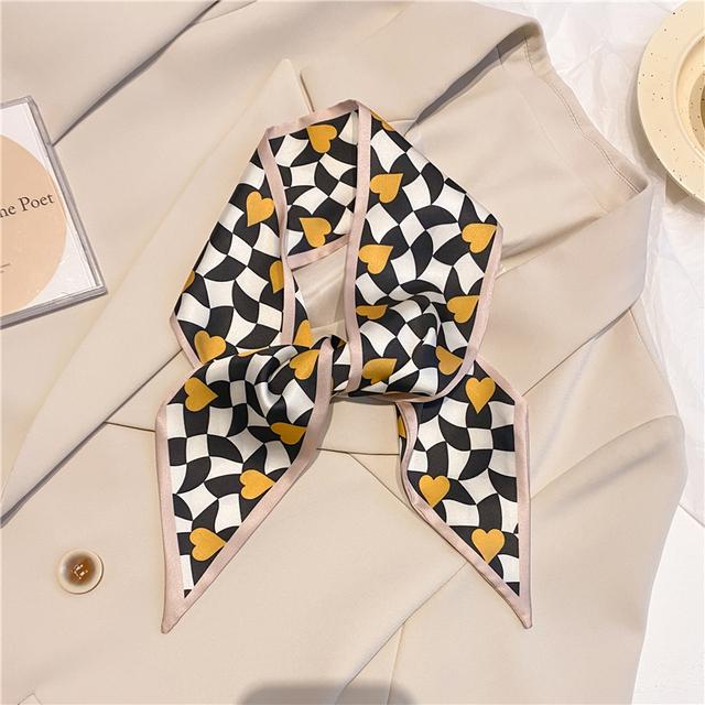 Long Hair Hand Wrist New Print Headband Scarf Women Summer Flower Silk Satin Ribbon Belt Foulard Scarves