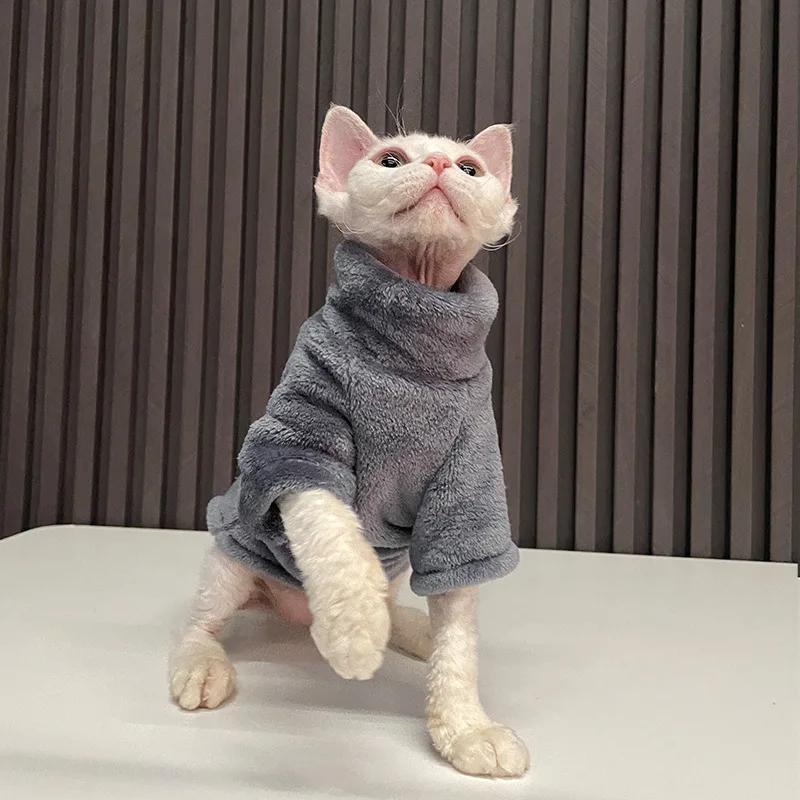 Warm Sphynx Cat Turtleneck Coat for Small Medium Dogs Clothes Jacket Kitten Costume Bulldog Poodle Pug Outfits Sweater