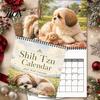 Ежедневник Shih Tzus 2027 Настенный календарь, Милый собачий подвесной планировщик, 12 Декоративных ежемесячных календарей на спирали для дома и офиса,