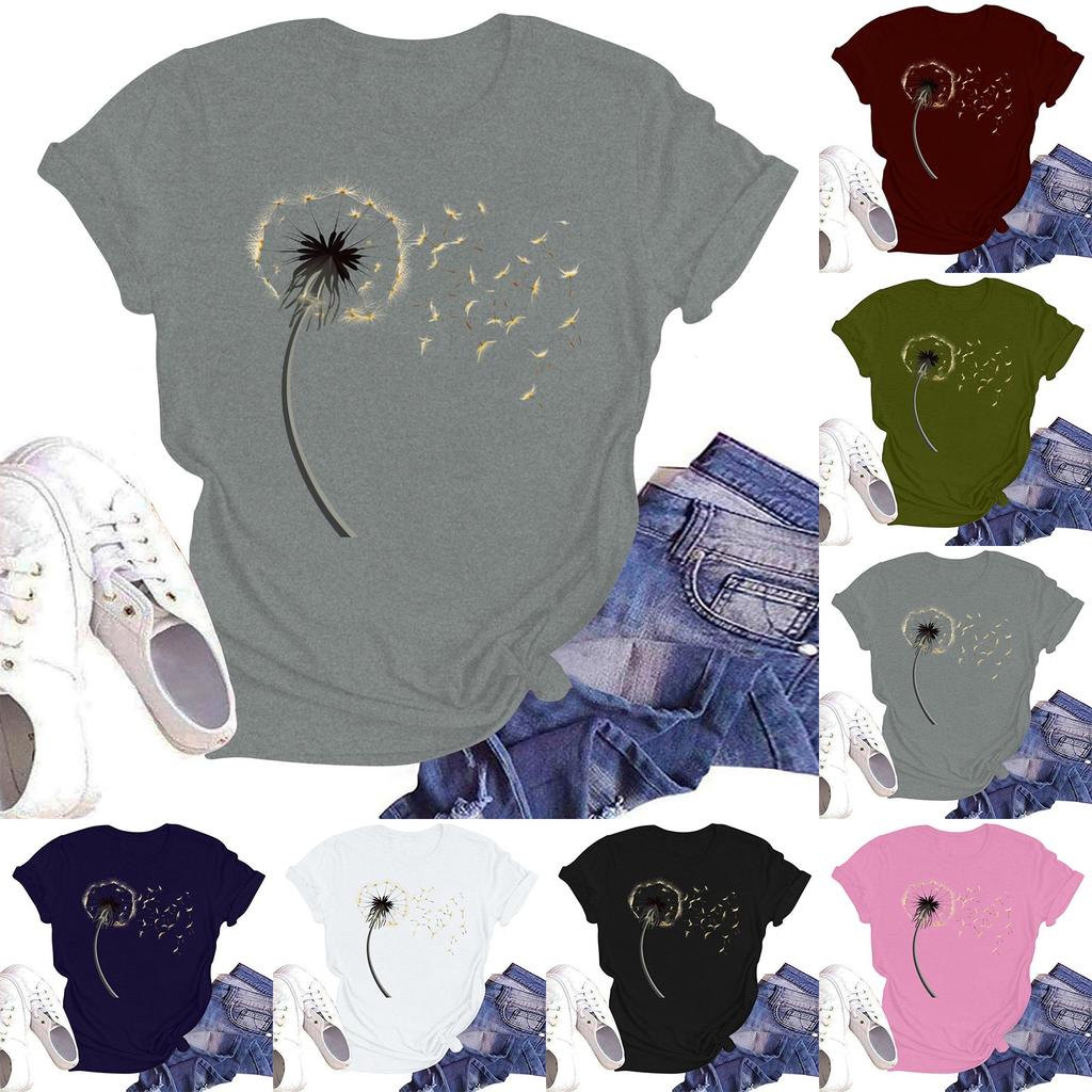 Женская повседневная свободная футболка с принтом, круглый вырез, пуловер, короткий рукав, топ