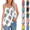 Women Fashion Summer 2022 Sleeveless Casual Printed O-Neck T-Shirt Tops Blouse