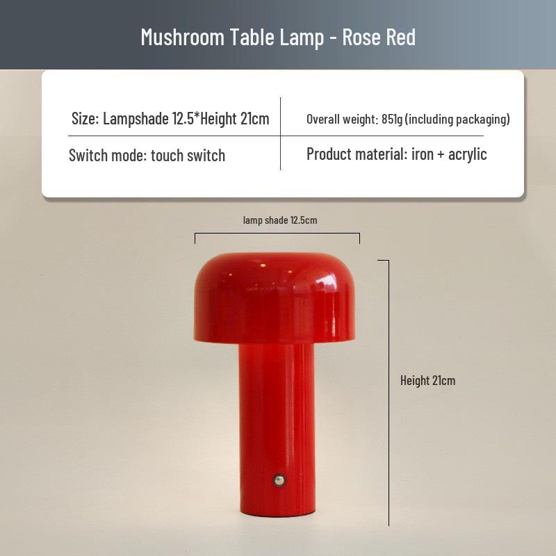 Nordic Retro Mushroom Metal Bedside Lamp - Stylish Table Lamp for Bedroom, Restaurant, or Bar with Charging Feature.