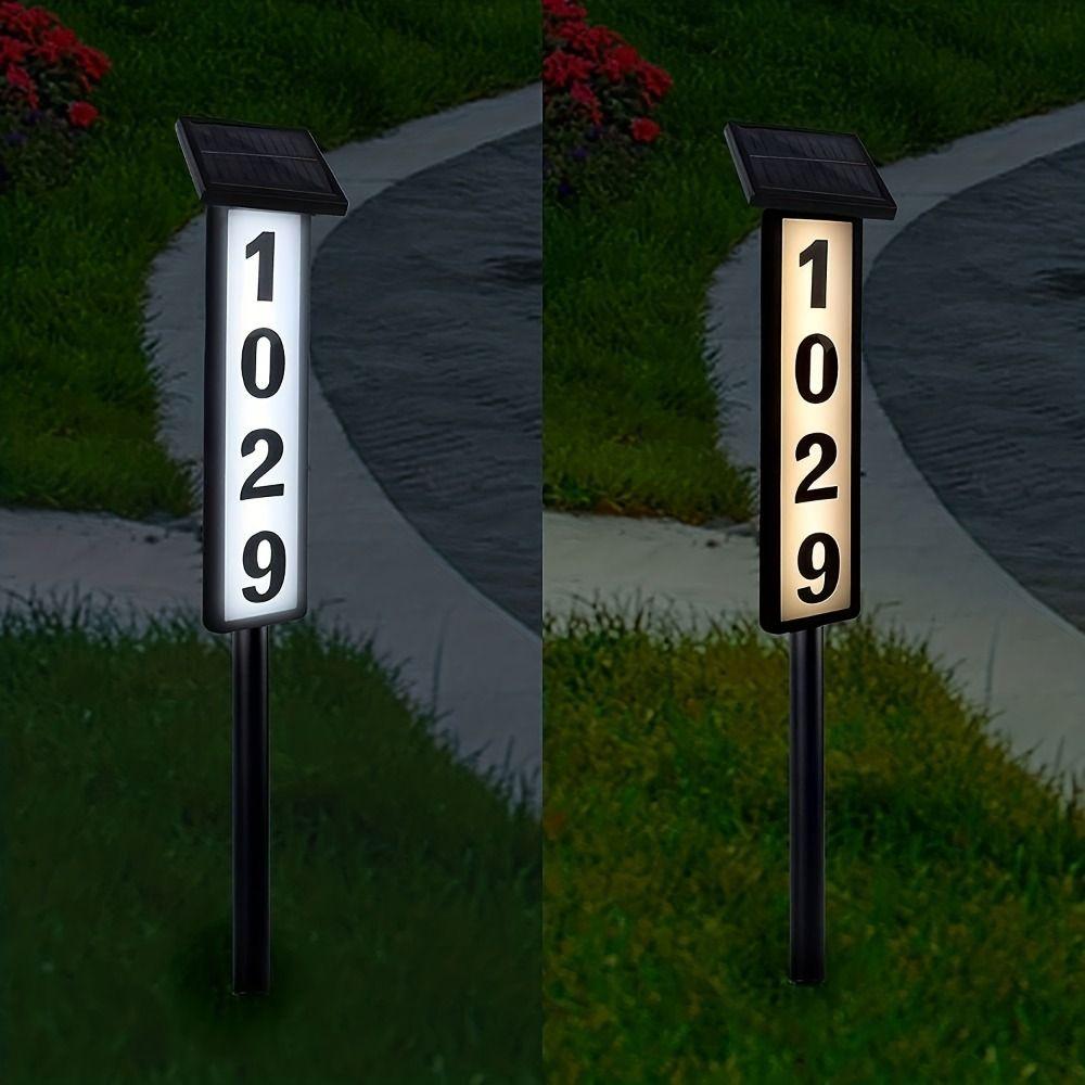 Solar-Powered Solar Doorplate Light Pole Mount Address Sign with Lightings  Garden