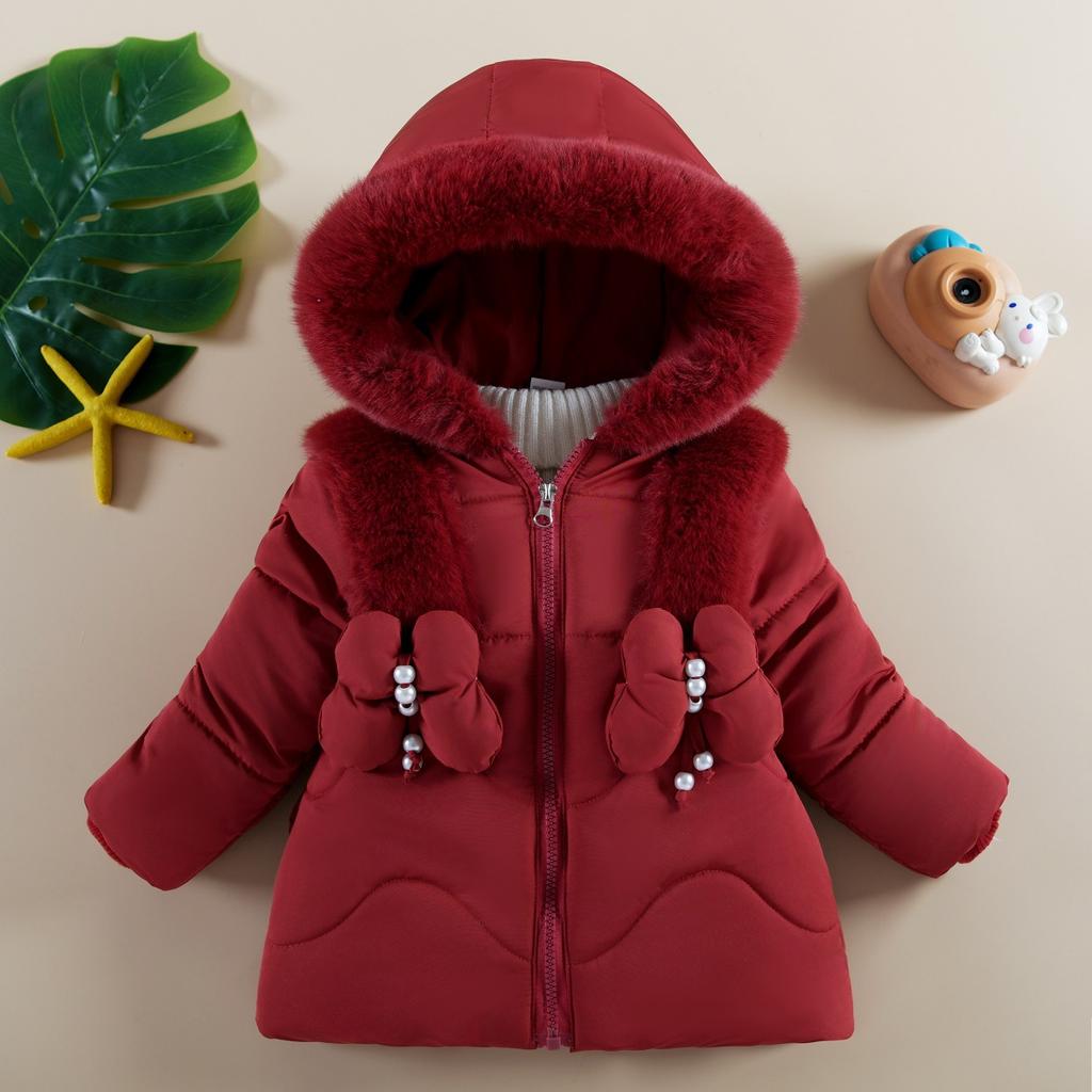 Children Winter Coats for Girls 1 To 6 Years Old Clothing Velvet and Thickened Fashion Cotton Jacket Hooded Parkas