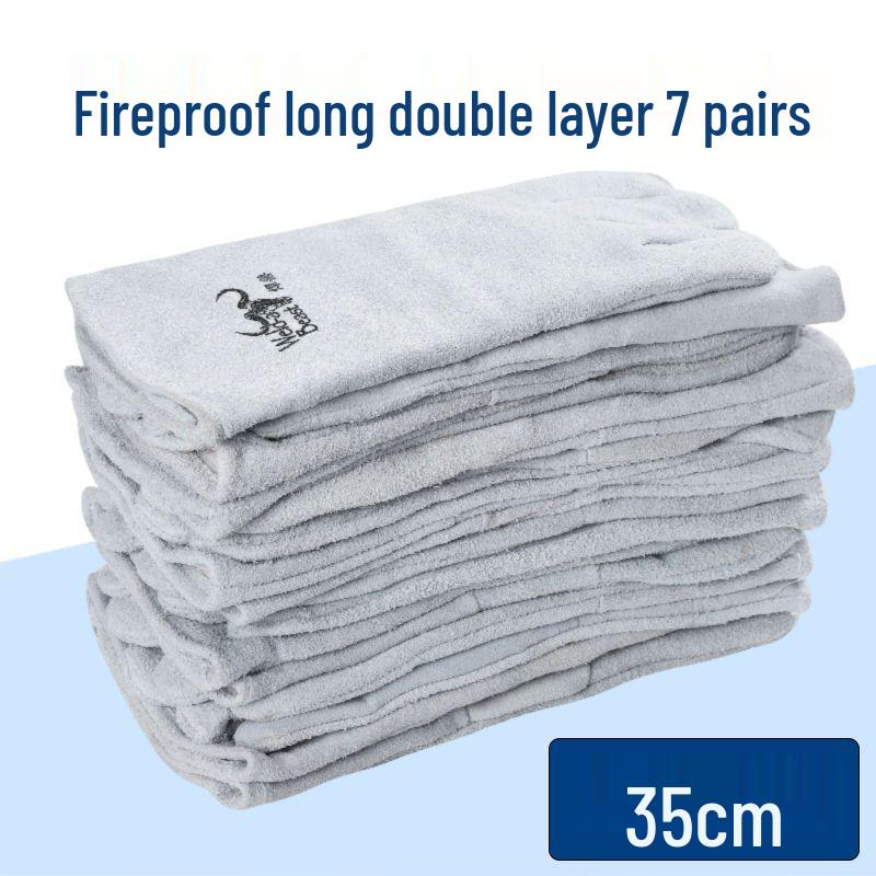 Сварочные перчатки из коровьей кожи, термостойкие - Защита от ожогов, износостойкие, длинные, для защиты труда