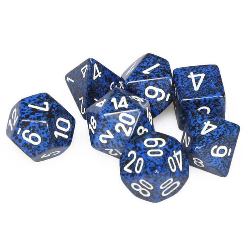 D7 Die Set Dice Speckled Poly (7 Dice) (Stealth)